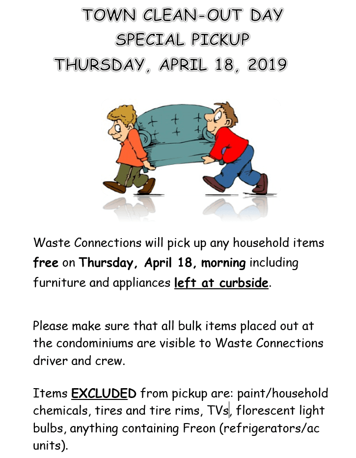 April 18 2019 Town Bulk Pickup Day