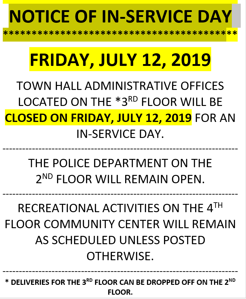 Friday, July 12, In-Service Day Flyer