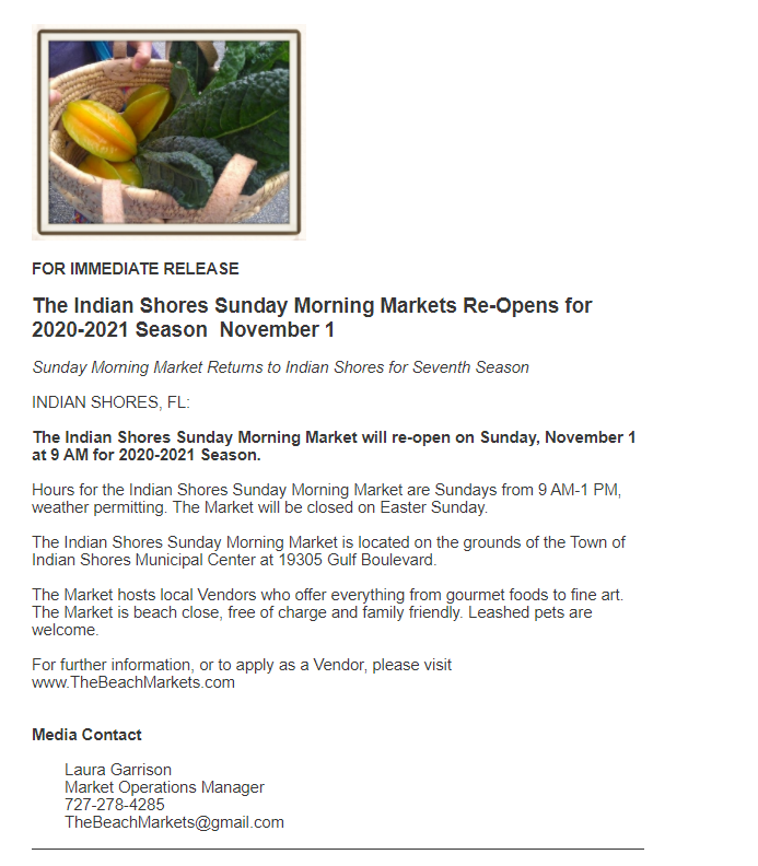 Sunday Morning Market Begins November 2020 Flyer (PNG)