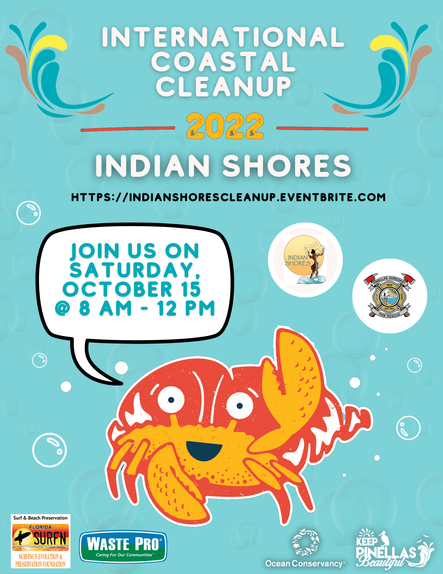 International Coastal Clean-up Flyer Indian Shores Oct 15 2022
